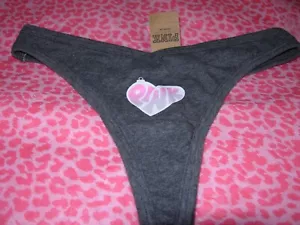 Victoria's Secret PINK Sexy Thong String V-Cut LOGO Cute Gray H2F S L NWT - Picture 1 of 2