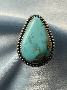 Classic Southwestern Handcrafted Natural Nevada Turquoise Ring Sterling Size 6. - Picture 1 of 4