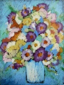 Original Pastel Painting of Flowers, Framed & Ready to Hang - Picture 1 of 4