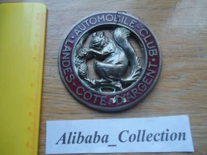 PLAQUE BADGE AUTOMOBILE CLUB VOITURE CALANDRE LANDES ECUREUIL COTE D'argent - Foto 1 di 3