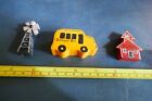Vintage Miniature Wood Toys Windmill  Bus School Lot 24-4-1