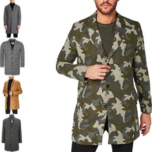 TOM TAILOR Mens Trench Over Coat Wool Winter Long Outwear Formal Smart Blazer - Picture 1 of 25