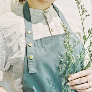 Delantales impermeables 100 % algodón para mujer con bolsillos verdes cocina arte de cocinar - Imagen 1 de 10