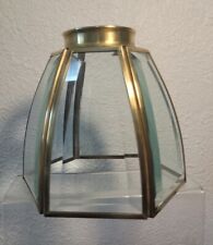 Solid Brass Hexagon Curved & Beveled Glass Lamp Light Shade Chandelier 4 5/8"Tal