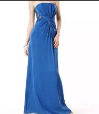 BCBGMaxAzria Marija Vestido Azul Satinado Baile de graduación Cóctel Vestido Formal Talla 2 Foto 1 de 4