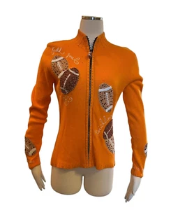 Berek Vintage Medium Football Sweater Clemson Auburn Cardigan Tennessee Orange - Picture 1 of 7
