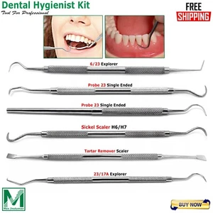Strumenti Dentali Scaler Tools Pulizia Denti 5pz Igiene Orale Set Profondo Kit Pro - Foto 1 di 7