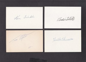 KEN TRINKLE SIGNED 3X5 INDEX CARD DEBUT 1943 GIANTS PHILLIES DEC 1976