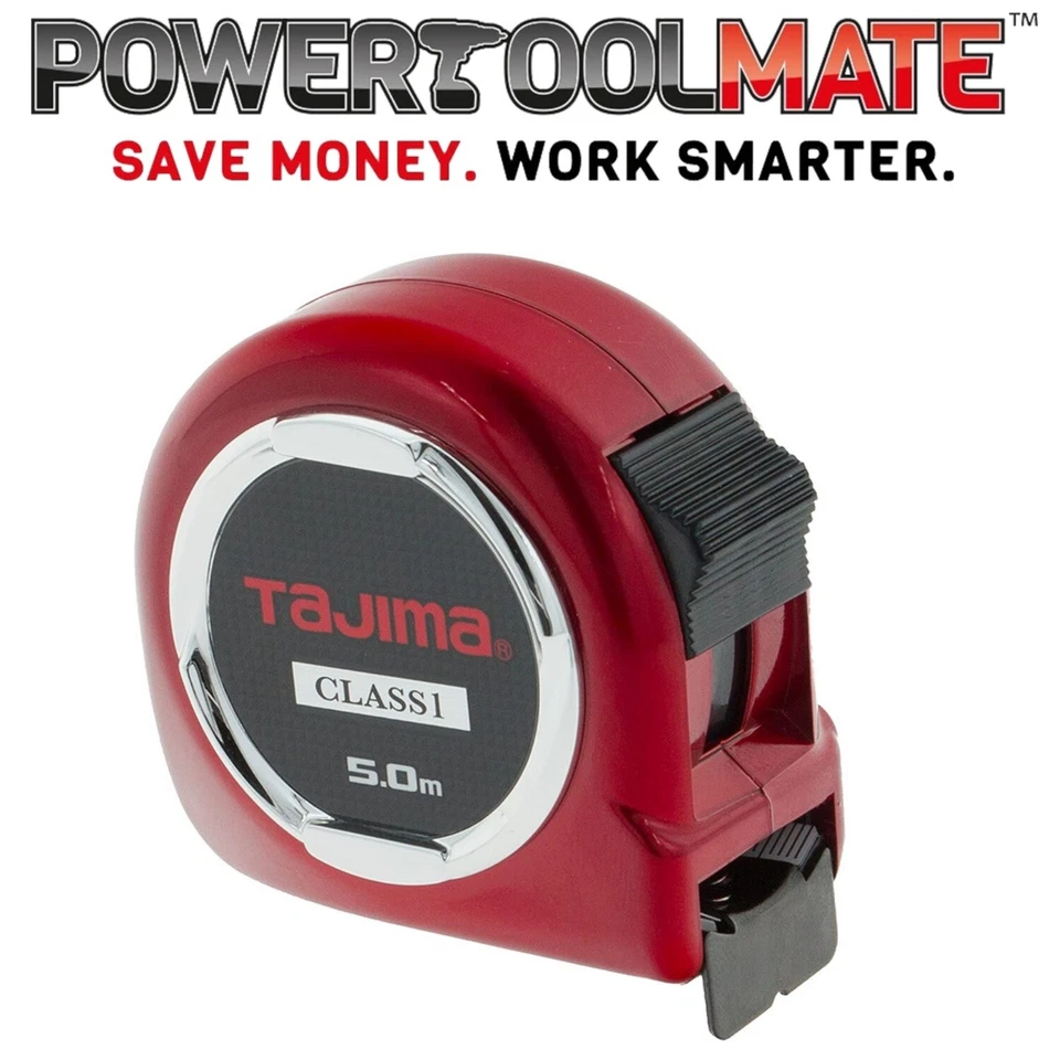 Tajima H1550MW Class 1"Hi Lock Measuring Tape, Red, 5 m x 25 mm