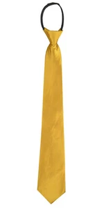 Corbata lisa ""dorada"" poliéster para hombre 2 o 3 pulgadas tejida con cremallera preatada - Imagen 1 de 1