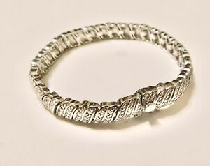 Tennis Bracelet, 1/4 ct Diamond "S" Link Tennis Bracelet - Sterling Silver-Plate