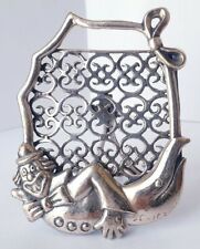 Vintage Solid Silver Italian made miniature Dolphin Clown Photo Frame Large!