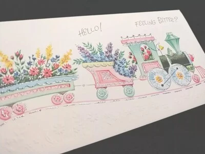 Vintage "¡Hola! ¿Te sientes mejor?" Tarjeta de felicitación de 6-3/4" X 3-3/8" con sobre Foto 1 de 4