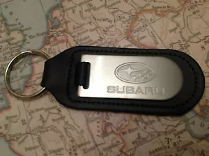 Subaru Key Ring Blind Etched On Leather Impreza Legacy Xv Forester Outback STI - Picture 1 of 3