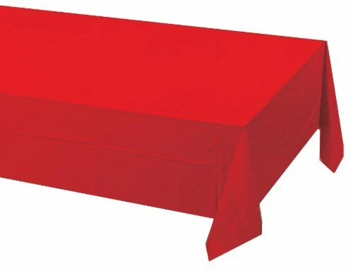 Color Plastic Lined Table Cover, 54 by 108-Inch, Classic Red - Image 1 of 1