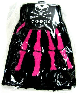 HOT PINK SKELETON HAND SKULL HAND FINGERLESS KNITTED GLOVES-BRAND NEW! - Picture 1 of 2