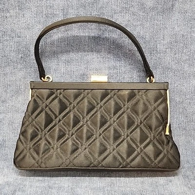 Lord & Taylor бриллиант выстеганный атласный клатч сумочка со стразами застежка 1970 u-11G - Изображение 1 из 4