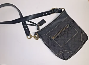 Bolso de Hombro Coach Signature Jacquard Hobo E065-10402 Negro Cartera De Colección - Imagen 1 de 13