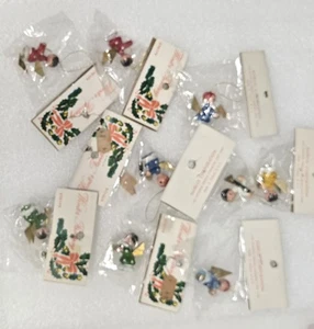 Vintage Mini Wood Wooden Angel Christmas Ornaments 9 Ornament Lot New In Package - Picture 1 of 6