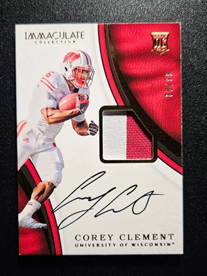 2017 Immaculate Collection Corey Clement Rookie Patch Auto /99 Wisconsin Badgers - Image 1 of 2