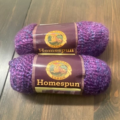 狮子品牌纱线 HOMESPUN 紫色 HAZE 批量 2 件 — 第 1/4 张图片