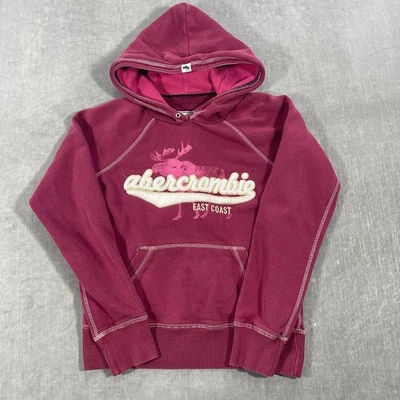 Abercrombie Niños Niñas Grande Borgoña Costa Este Alce Gráfico Sudadera con Capucha Sudadera Foto 1 de 4