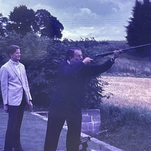 RETRO Film Photo Slide Art 60s 70s Hunting Rifle Clay Shooting Shotgun - Picture 1 of 3