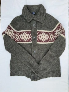 Vintage GAP Sweater Womens Small Gray Button Up Blended Wool Xamel Hair Aztec - Picture 1 of 6