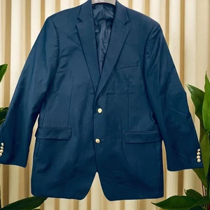 Vintage Lauren Ralph Lauren Blazer Herren 44 L dunkelblau 100% Wolle Gold Wappen Knöpfe - Bild 1 von 13