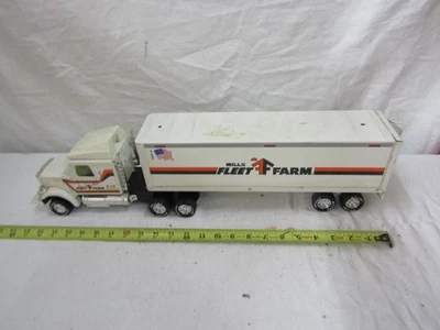 VINTAGE PRESSED STEEL TRUCK NYLINT SEMI TRACTOR TRAILER HAULER MILLS FARM FLEET - Image 1 of 4