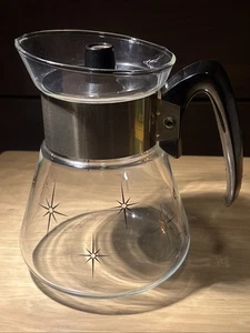 Jarra cafetera de vidrio Pyrex MCM dorada diseño atómico Starburst 4-6 tazas con tapa - Imagen 1 de 8
