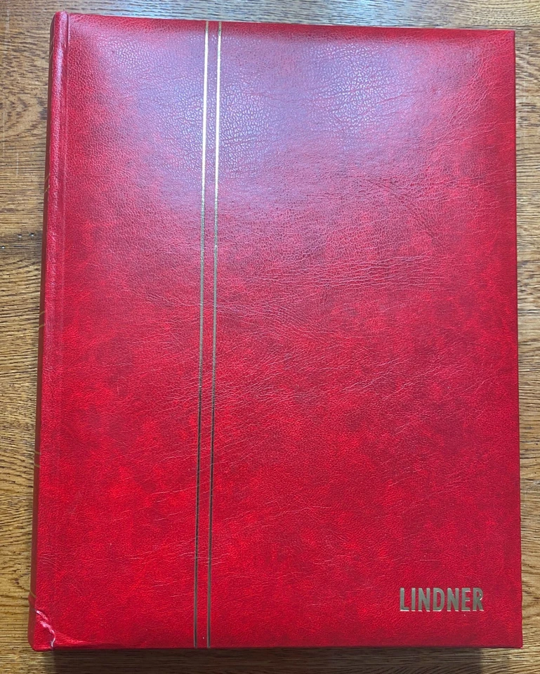 Livro de estoque de selos Lindner vermelho 30 páginas frente e verso - Imagem 1 de 1