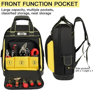 Tool Backpack,Heavy Duty Tool Backpack Bag with Waterproof Molded Base,Durable - Picture 1 of 8