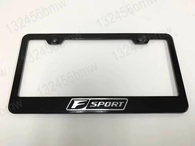 (1) F SPORT Laser Style BLACK Stainless Steel License Plate Frame w/bolt caps - Image 1 of 2