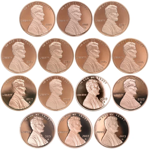 2010-2023 S Lincoln Shield Cent Gem Deep Cameo Proof Run 14 Coin Set Cover
