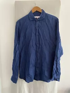 ORLEBAR BROWN Navy 100% Linen Long Sleeve Shirt Size L - Picture 1 of 5