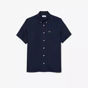 Lacoste Men's Short Sleeve Regular Fit Linen Shirt- 38- S - Picture 1 of 4