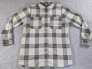 Duluth Trading Donna Maglia Lunga Elasticizzata Plaid Bottoni 52807 Large Beige - Foto 1 di 15