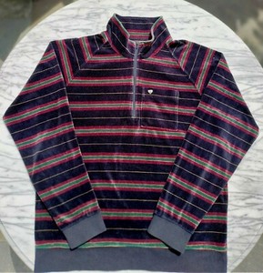 supreme stripe velour half zip