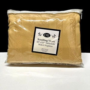 Design Imports Tablecloth DII Scrolling Vines 60" x 120" 8 Napkins NWOT - Picture 1 of 3