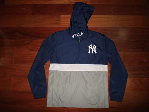 NWT Men's New York Yankees MLB Lightweight Hooded Windbreaker Jacket Cover