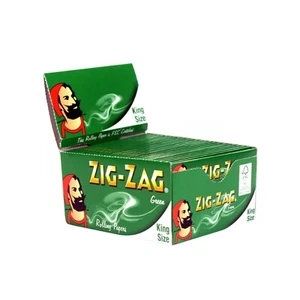 50 x Genuine Zig Zag Green King Size Smoking Rolling Paper Full Box Loose - Picture 1 of 6