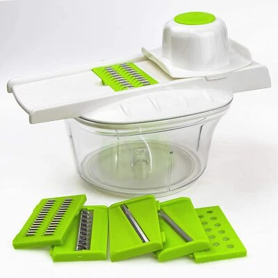 Gemüseschneider mit Schüssel 2L 9-teilig Manuelle Gemüsehobel Karottenreibe  - Bild 1 von 4