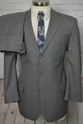 Tom James Mens Gray Check Classic Wool 2 Piece Suit 39S Jacket 35x31 Pant - Image 1 of 4