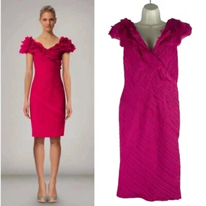 Tadashi Shoji Puff Schulter Rüschen Mini Cocktail Kleid Barbie rosa Damengröße 8 - Bild 1 von 9