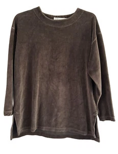 Tweeds Damen Pullover Pulli braun Langarm Samt Velour Rundhals Gr. XS - Bild 1 von 7