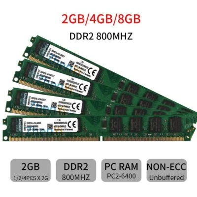 Original Kingston 8GB 4GB 2GB DDR2 800Mhz PC2-6400 KVR800D2N6/2G Desktop Memory - Image 1 of 4