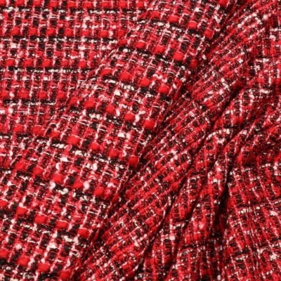 Meterware, ab 0,5 m:  Bouclé Webkaro, dunkelrot-s-w,  140 cm breit (€ 21,29/qm) - Bild 1 von 3