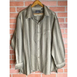 Pronti Collection by Phita Men Button Up Shirt Heather Gray Polyester Size 4XL - Picture 1 of 4