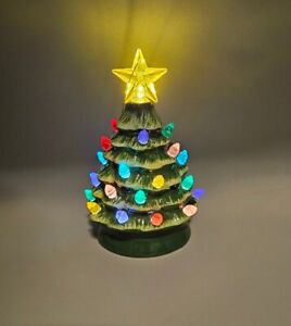 Mr. Christmas Green 5" Mini Ceramic Light Up Christmas Tree Ornament
